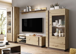 Meblościanka Arco Dąb Artisan Rtv Półka Witryna Salon Zestaw Mebli