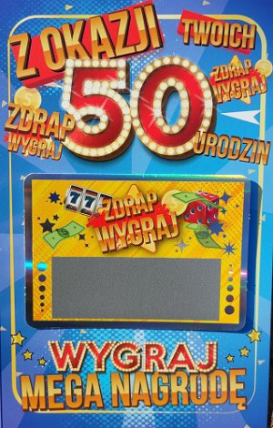 Kartka na 50 urodziny zabawna zdrapka  JCX27