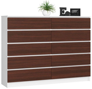 Komoda K 160 Cm 10 Szuflad Biała / Wenge