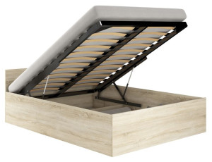 Łóżko 160x200 Clp Ze Stelażem I Materacem Dąb Sonoma