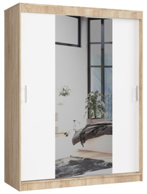 Szafa Przesuwna 150 Cm Clp Z Lustrem Sonoma / Biała