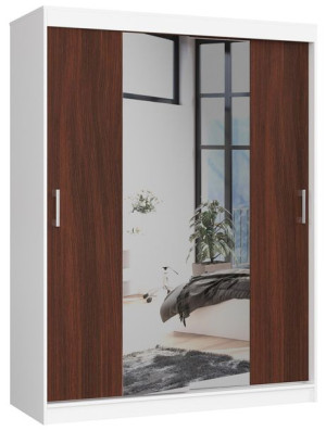 Szafa Przesuwna 150 Cm Clp Z Lustrem Biała / Wenge