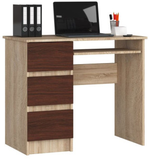 Biurko Komputerowe A-6 90 Cm Lewe Sonoma / Wenge