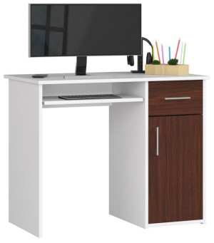 Biurko Pin 90 Cm Białe / Wenge Wolnostojące
