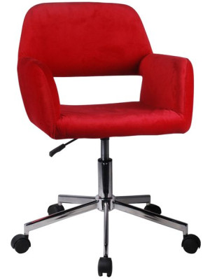 Fotel Welurowy Obrotowy Fd-22 - Czerwony
