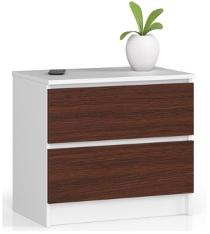 Szafka Nocna K 60 Cm 2 Szuflady Biała / Wenge