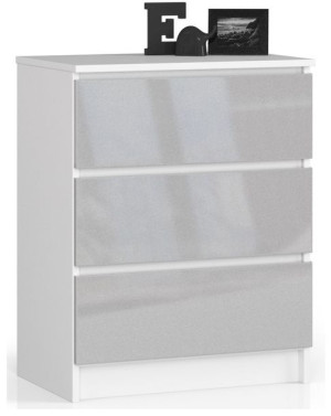 Komoda K 60 Cm 3 Szuflady Akryl Metalik Wysoki Połysk