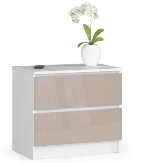 Szafka Nocna K 60 Cm 2 Szuflady - Biała-cappuccino Połysk