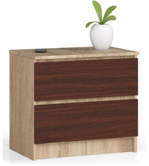 Szafka Nocna K 60 Cm 2 Szuflady Sonoma / Wenge