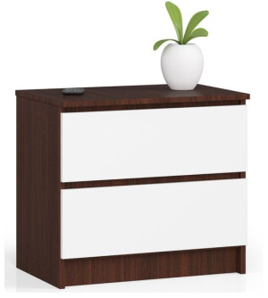 Szafka Nocna K 60 Cm 2 Szuflady Wenge / Biała