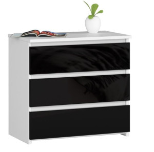 Szafka Nocna Cl3 60 Cm Biała / Czarny Połysk