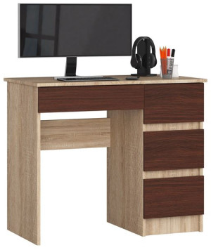 Biurko Komputerowe A-7 90 Cm Prawe Sonoma / Wenge