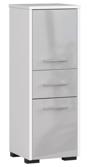 Szafka - Słupek Regał Łazienkowy Fin 2d 1sz Biały / Metalik Połysk