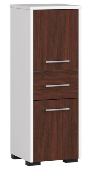 Szafka - Słupek Regał Łazienkowy Fin 2d 1sz Biały / Wenge