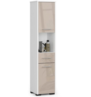 Słupek Regał Łazienkowy Fin 2d 1sz 1w - Biały-cappuccino Połysk