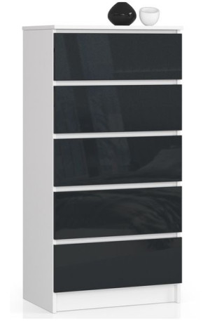 Komoda K 60 Cm 5 Szuflad Akryl Grafit Wysoki Połysk
