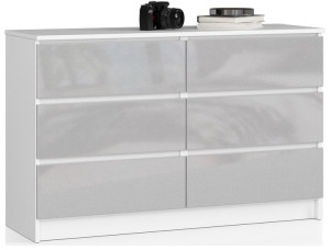 Komoda K 120 Cm 6 Szuflad Akryl Metalik Wysoki Połysk
