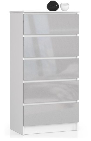 Komoda K 60 Cm 5 Szuflad Akryl Metalik Wysoki Połysk