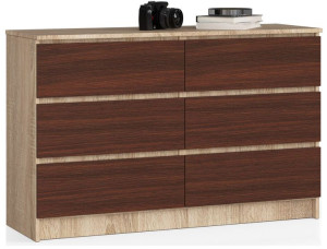 Komoda K 120 Cm 6 Szuflad Sonoma / Wenge
