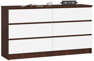 Komoda K 140 Cm 6 Szuflad Wenge / Biała