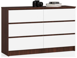 Komoda K 120 Cm 6 Szuflad Wenge / Biała