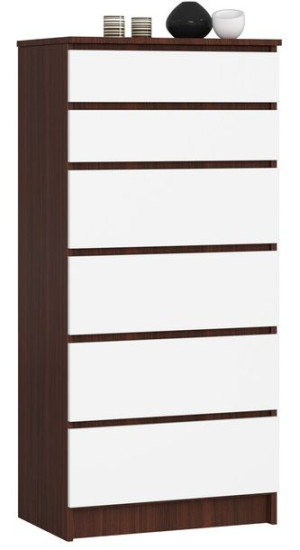 Komoda K 60 Cm 6 Szuflad Wenge / Biała