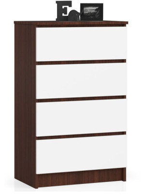 Komoda K 60 Cm 4 Szuflady Wenge / Biała