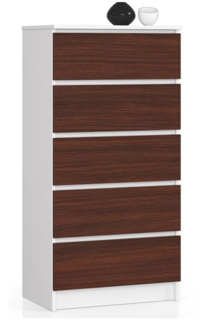 Komoda K 60 Cm 5 Szuflad Biała / Wenge