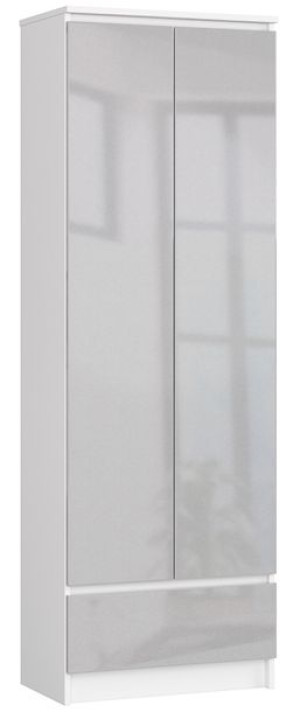 Regał Biurowy Szafa R 60 Cm Clp 1 Szuflada 2 Drzwi Biały/ Metalik Połysk