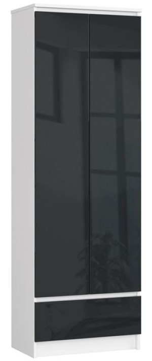 Regał Biurowy Szafa R 60 Cm Clp 1 Szuflada 2 Drzwi Biały/ Grafit Połysk
