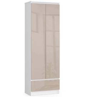 Regał Biurowy Szafa R 60 Cm Clp 1 Szuflada 2 Drzwi- Biały-cappuccino Połysk