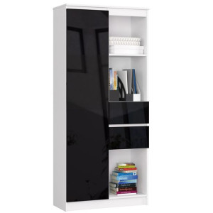 Regał Biurowy R 80 Cm Clp R15 Biały / Czarny Połysk