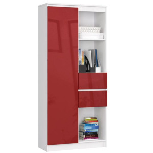 Regał Biurowy R 80 Cm Clp R15 Biały / Czerwony Połysk