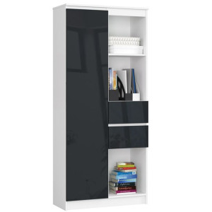 Regał Biurowy R 80 Cm Clp R15 Biały / Grafit Połysk