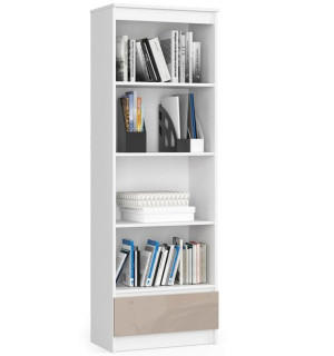 Regał R 60 cm CLP 1 szuflada 4 półki - biały-cappuccino połysk