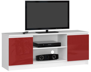 Szafka Rtv 140 Cm 2d 1p Biała / Czerwony Połysk