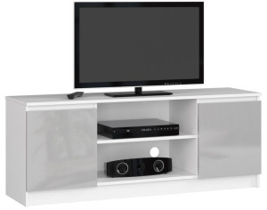 Szafka Rtv 140 Cm 2d 1p Biała / Metalik Połysk