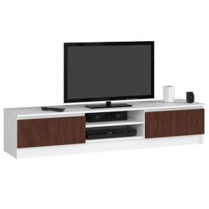Szafka Rtv 160 Cm 2d 1p Biała / Wenge
