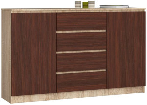Komoda K 160 Cm 2 Drzwi 4 Szuflady Sonoma / Wenge