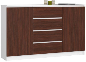 Komoda K 160 Cm 2 Drzwi 4 Szuflady Biała / Wenge