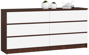 Komoda K 160 Cm 6 Szuflad Wenge / Biała
