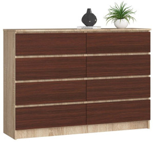 Komoda K 140 Cm 8 Szuflad Sonoma / Wenge