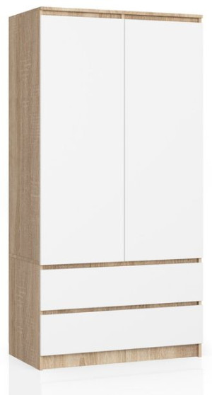 Szafa S 90 Cm 2 Drzwi 2 Szuflady Sonoma / Biała