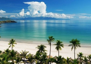 Beach Scene, Tropics, Pacific ocean - fototapeta 254x183 cm