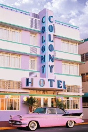Miami Różowy Cadillac - plakat 61x91,5 cm