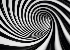 Czarno-biały tunel - fototapeta 254x183 cm