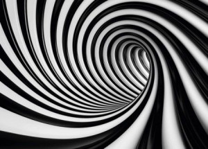 Czarno-biały tunel - fototapeta 320x230 cm
