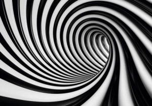 Czarno-biały tunel - fototapeta 366x254 cm