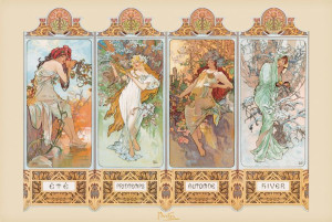 Alfons Mucha 4 Pory Roku - Secesja - plakat 91,5x61 cm