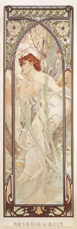 Alfons Mucha - evening - Secesja - plakat 30,5x91,5 cm